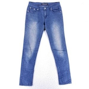 Wave Jeans Denim Cotton Women SZ 8 Blue Straight Stretch VTG Mid Rise 90s Slim